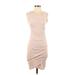 Leith Casual Dress - Bodycon Scoop Neck Sleeveless: Tan Solid Dresses - Women's Size Small