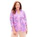 Plus Size Women's Print Buttonfront Shirt by Catherines in Dark Violet Wax Print (Size 2X)
