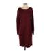 J.Jill Casual Dress - Sweater Dress: Burgundy Print Dresses - Women's Size Small Tall