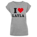 T-Shirt MERCHCODE "Damen Ladies I Love Layla T-Shirt" Gr. XXL, grau (heathergrey) Herren Shirts T-Shirts