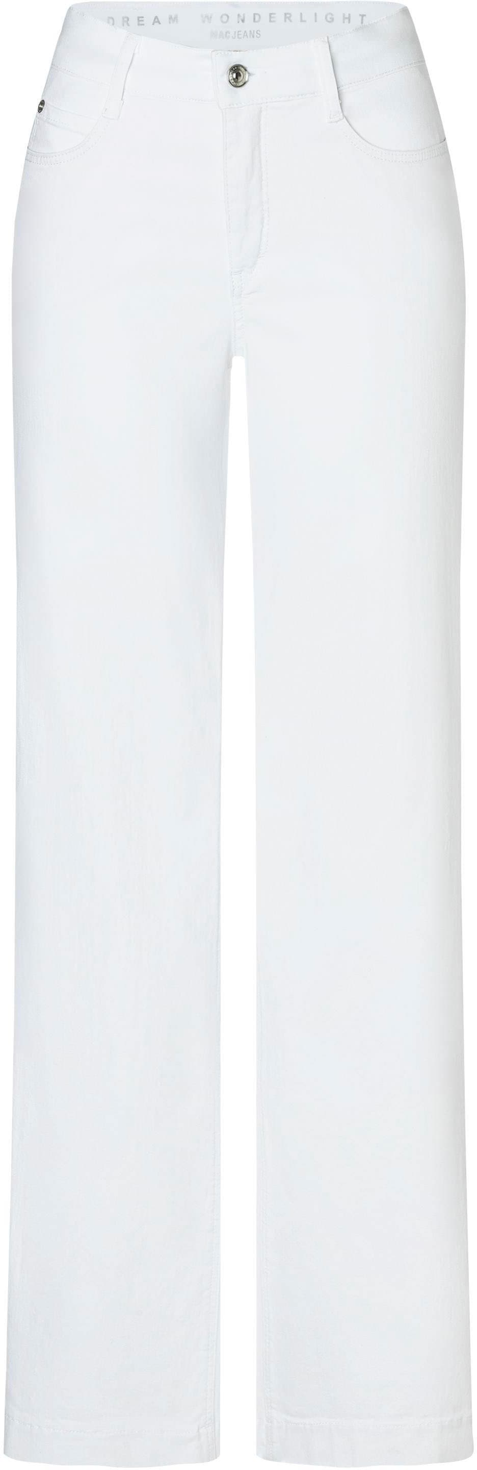 Weite Jeans MAC "DREAM WIDE", Damen, Gr. 40, Länge 34, weiß (weiß denim), Denim/Jeans, Obermaterial: 75% Baumwolle, 12% Modal, 9% Polyester, 4% Elasthan, unifarben, figurumspielend knöchellang, Jeans, mit weitem Bein-Stretch, Topseller