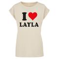T-Shirt MERCHCODE "Damen Ladies I Love Layla T-Shirt" Gr. XL, beige (whitesand) Herren Shirts T-Shirts
