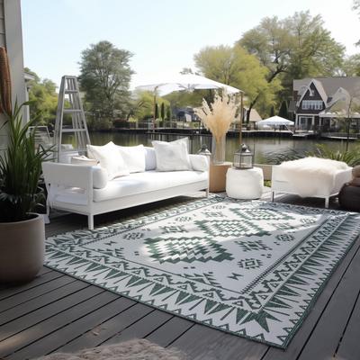 Teppich ELLE DECORATION "Dynamic, Wendeteppich", grün, B:160cm H:5mm L:230cm, Polypropylen, Teppiche, Flachgewebe, In-& Outdoor, Modern, wendbar, Balkon, Wohnzimmer, Außen Image
