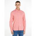 Karohemd TOMMY HILFIGER "FLEX TEXTURED GINGHAM SF SHIRT" Gr. XXXL, N-Gr, rot (fierce red, optic white) Herren Hemden Kurzarm