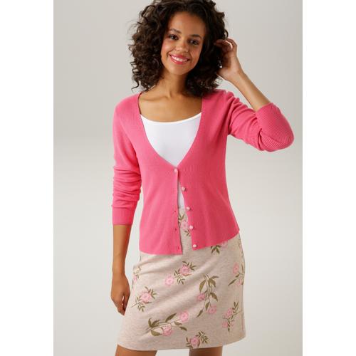 Strickjacke ANISTON CASUAL Gr. 38, pink Damen Strickjacken in trendiger Farbpalette