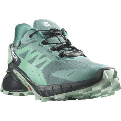 Trailrunningschuh SALOMON "SUPERCROSS 4 GORE-TEX", Gr. 38,5, blau (turqoise), Textil, Synthetik, sportlich, Schuhe, wass