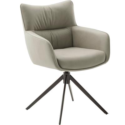 4-Fußstuhl MCA FURNITURE "LIMONE", beige (creme, schwarz matt lackiert), B:61cm H:88cm T:63cm, Leder, Stühle, (Set, 2 Stck), 360 drehbar, Belastbarkeit 120 kg, Sitzhöhe ca. 49 cm Image