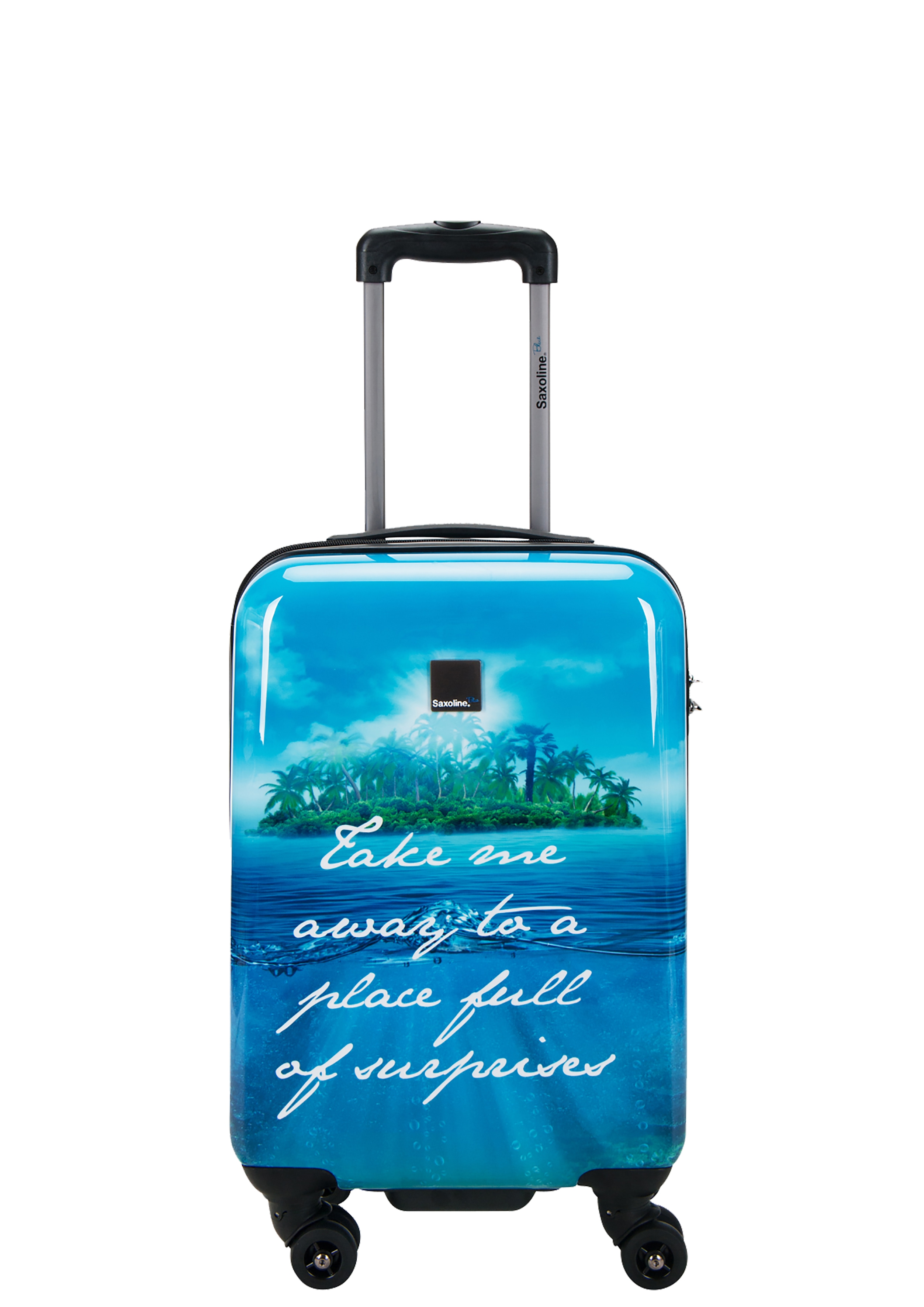 Koffer SAXOLINE "Island", Gr. B/H/T: 34 x 55 x 21, blau (blau, mehrfarbig), Polyester, casual, Koffer, mit praktischen Tragegriffen Image