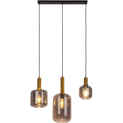 NÄVE Pendelleuchte "Fumo", schwarz, H: 150,00cm, Lampen, aus Metall in Schwarz/Gold und Rauchglas, Länge ca. 83 cm, Höhe