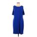 RN Studio By Ronni Nicole Casual Dress - Shift Scoop Neck Short sleeves: Blue Print Dresses - Women's Size Large