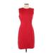 Theory Casual Dress - Sheath High Neck Sleeveless: Red Solid Dresses - Women's Size 10