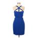 BCBGMAXAZRIA Casual Dress - Mini Halter Sleeveless: Blue Solid Dresses - New - Women's Size 8