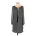 BCBGMAXAZRIA Casual Dress - Shift Keyhole 3/4 sleeves: Gray Dresses - Women's Size X-Small