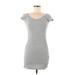 Shein Casual Dress - Mini V Neck Short sleeves: Gray Dresses - Women's Size 6