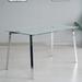 Modern minimalist rectangle glass dining table, transparent glass tabletop and electroplate metal legs