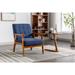 Solid Rubber Wood Legs Leisure Chair with Solid Wood Armrest and Feet Mid-Century Accent chair for Living Room Studio Chair