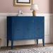 Wooden Accent Storage Cabinet, Modern Console Table with Shelf & 3 Antique Doors, Sideboard Buffet Storage Cabinet, Navy Blue