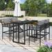 Steel Outdoor Dining Set with Acacia Wood Armrest Suitable For Patio, Balcony Or Backyard