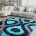 LA Rug Linens 3D Modern Geometric Circles Shag Area Rug