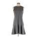 Banana Republic Casual Dress - Mini Crew Neck Sleeveless: Gray Print Dresses - Women's Size X-Small