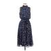 Harper Rose Casual Dress - Midi Mock Sleeveless: Blue Dresses - Women's Size 6