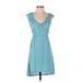 Speechless Casual Dress - High/Low Scoop Neck Sleeveless: Teal Print Dresses - Women's Size Small