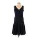 Ann Taylor Casual Dress - Party V Neck Sleeveless: Black Solid Dresses - Women's Size 2 Petite