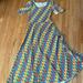 Lularoe Dresses | Lularoe Ana Southwestern Tribal Print Maxi Dress L B16 | Color: Blue/Yellow | Size: L
