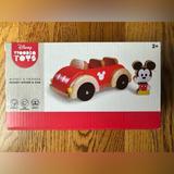 Disney Toys | Mickey Mouse Wooden Toy Car | Color: Red/Tan | Size: Osbb