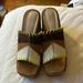 Urban Outfitters Shoes | Nwot Platform Tan Heels With Neon Detail | Color: Brown/Cream | Size: 7