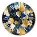 Design Art Abstract Pattern w/ Blue & Golden Textures XXI Metal Wall Clock Metal in Black/Blue/Brown | 16 H x 16 W x 1 D in | Wayfair CLM102053-C16