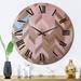 Design Art Retro Brown Pink Midcentury Pattern Metal Wall Clock Metal in Brown/Pink | 29 H x 29 W x 1 D in | Wayfair CLM86013-C29