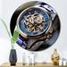 Design Art Minimalism Wrist Watch Wall Clock Metal in Black/Blue/Brown | 23 H x 23 W x 1 D in | Wayfair CLM101106-C23