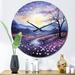 Design Art Violets Field Pointillism Dot I Metal Wall Clock Metal in Black/Blue/Brown | 23 H x 23 W x 1 D in | Wayfair CLM101018-C23