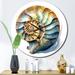 Design Art Seashell Symphony I Metal Wall Clock Metal in Blue/Brown/Yellow | 16 H x 16 W x 1 D in | Wayfair CLM103756-C16