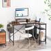 Inbox Zero Lorrene 46.5" W L-Shaped Computer Desk w/ Monitor Stand & Power Outlet Wood/Metal in Black/Brown | 29.5 H x 46.5 W x 31.5 D in | Wayfair