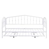 Rosalind Wheeler Metal Sofa Bed w/ Trundle Metal in White | 38.6 H x 39.4 W x 78 D in | Wayfair 598E184FA80D45ABBB5C6507A58F9295
