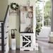 Gracie Oaks Kyeana Hall Tree 23" Wide Farmhouse Entryway Bench w/ Coat Rack, Bench & Shoe Storage Wood in White | 77 H x 23 W x 16 D in | Wayfair