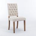 Winston Porter Narva Tufted Linen Side Chair Dining Chair Wood/Upholstered/Fabric in Brown | 38.97 H x 20.87 W x 22.83 D in | Wayfair