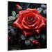 Bungalow Rose Red Black Rose Eternal Beauty II - Floral Metal Wall Art Prints Metal in Black/Green/Red | 20 H x 12 W x 1 D in | Wayfair