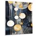 Ivy Bronx Pastel Abstract w/ Blue Black & Gold Spots XX - Modern Geometric Metal Wall Decor Metal in Gray/White | 20 H x 12 W x 1 D in | Wayfair