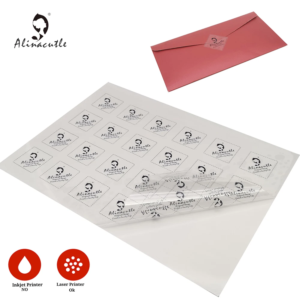 Papier l'horloge transparent auto-adhésif pour imprimante laser, impression d'étiquettes de logo, bricolage, scrapbooking, album, artisanat en papier fait à la main, A4 x 10 feuilles