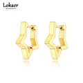 Lokaer-Boucles d'oreilles créoles en titane et acier inoxydable pour femme boucle d'oreille étoile