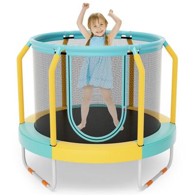 Costway Mini Trampoline with Enclosure and Heavy-duty Metal Frame-Yellow