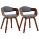 Lot 2 chaises avec pieds en bois assise en similicuir Noyer / Gris