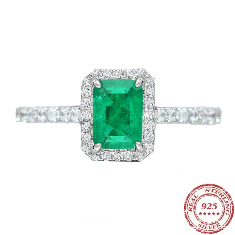 Charme Luxus 925 Silber Turmalin Paraiba Finger Ringe Für Frauen Mode Grün Ring Schmuck Zubehör Neue Bijoux Image