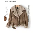 Zack regen braune Jacke für Frauen 2023 Winter Vintage Pelz integrierte Jacke Revers Langarm Jacken