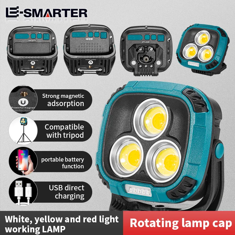 ESMATER W891 COB Multifunktions-tragbarer wiederaufladbarer Scheinwerfer, LED-Arbeitslampe, Notfall, tragbar, starkes Licht