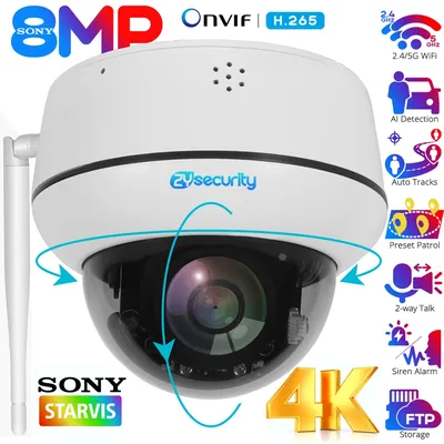 4K 8MP Wifi Dome PTZ Kamera Outdoor Humanoiden Tracking IP Kamera Indoor 2-wege Audio Wireless Home Sicherheit überwachung Kameras