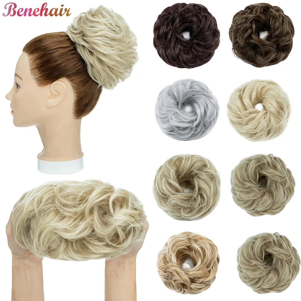 Synthetische Haarknotenverlängerungen, unordentliche lockige elastische Haargummis, Haarteile, 55 g, Chignon, Donut, Hochsteckfrisur, Haarteile für Frauen Image